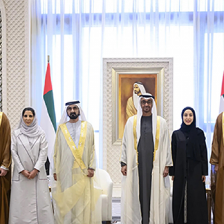 NEWLY APPOINTED MINISTERS SWORN-IN BEFORE UAE PRESIDENT AND VP